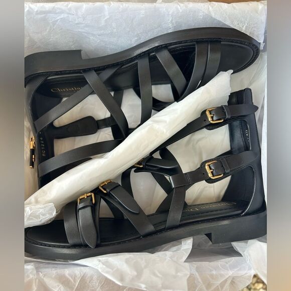 Dior L'amazone Leather Sandal, Black size 38.5EU NIB - Picture 4 of 16